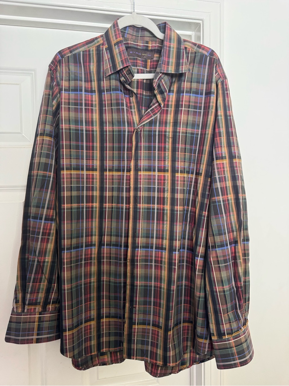 Etro 44 Mens button down plaid shirt Large